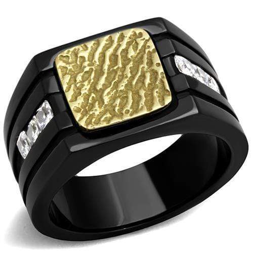 Gold Pinky Ring TK2519 Two-Tone Gold - Stainless Steel Ring with CZ