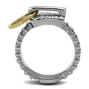 Gold Pinky Ring TK2520 Two-Tone Gold - Stainless Steel Ring with Crystal