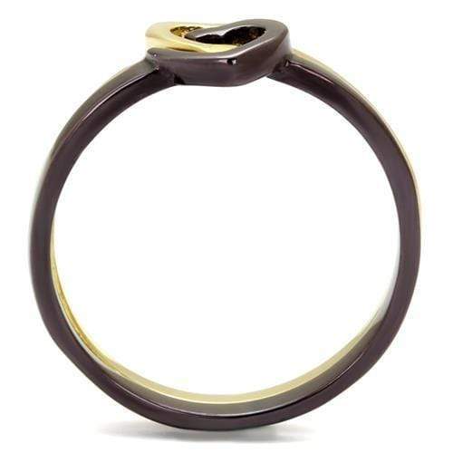 Gold Pinky Ring TK2548 Gold & Dark Brown (coffee) Stainless Steel Ring