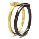 Gold Pinky Ring TK2548 Gold & Dark Brown (coffee) Stainless Steel Ring