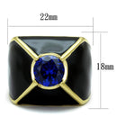 Gold Pinky Ring TK2640 Gold - Stainless Steel Ring with CZ in London Blue