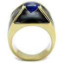 Gold Pinky Ring TK2640 Gold - Stainless Steel Ring with CZ in London Blue