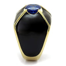 Gold Pinky Ring TK2640 Gold - Stainless Steel Ring with CZ in London Blue