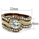 Gold Pinky Ring TK2669 Gold & Light Brown Stainless Steel Ring with CZ