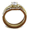 Gold Pinky Ring TK2669 Gold & Light Brown Stainless Steel Ring with CZ