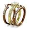 Gold Pinky Ring TK2669 Gold & Light Brown Stainless Steel Ring with CZ