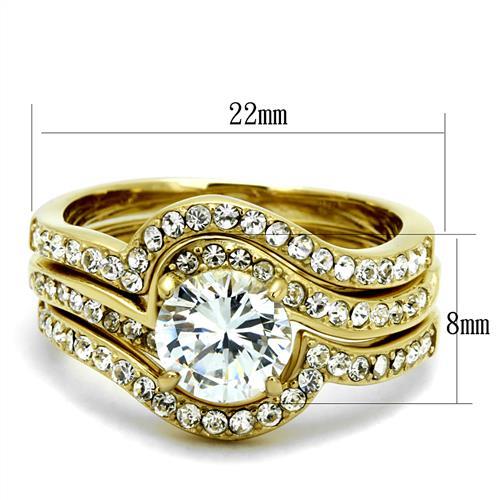 Gold Pinky Ring TK2742 Gold - Stainless Steel Ring with AAA Grade CZ