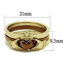 Gold Pinky Ring TK2801 Gold & Light Brown (Light coffee) Stainless Steel Ring