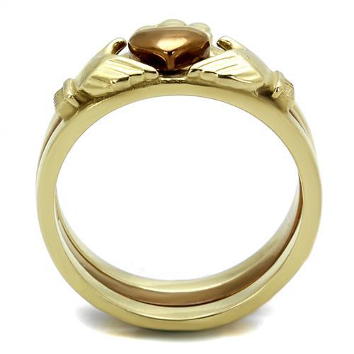 Gold Pinky Ring TK2801 Gold & Light Brown (Light coffee) Stainless Steel Ring