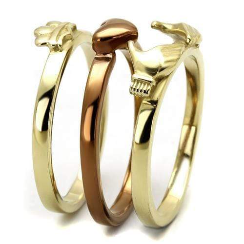 Gold Pinky Ring TK2801 Gold & Light Brown (Light coffee) Stainless Steel Ring