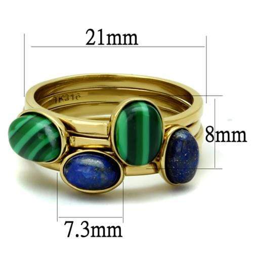 Gold Pinky Ring TK2905 Gold - Stainless Steel Ring with Synthetic in Emerald