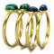 Gold Pinky Ring TK2905 Gold - Stainless Steel Ring with Synthetic in Emerald