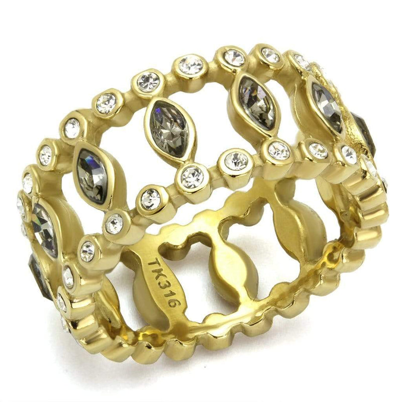 Gold Pinky Ring TK2907 Gold - Stainless Steel Ring with Top Grade Crystal