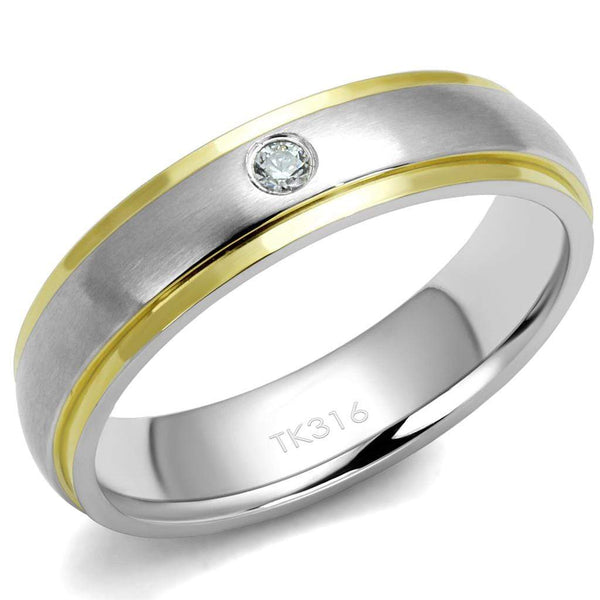 Gold Pinky Ring TK2938 Two-Tone Gold - Stainless Steel Ring with CZ