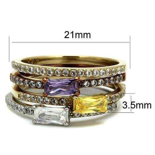 Silver Jewelry Rings Gold Promise Rings TK2960 Three Tone Gold  Stainless Steel Ring & CZ Alamode Fashion Jewelry Outlet