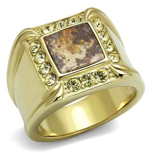 Silver Jewelry Rings Gold Promise Rings TK3013 Gold - Stainless Steel Ring with Semi-Precious Alamode Fashion Jewelry Outlet