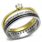 Gold Promise Rings TK3108 Two-Tone Gold - Stainless Steel Ring with CZ