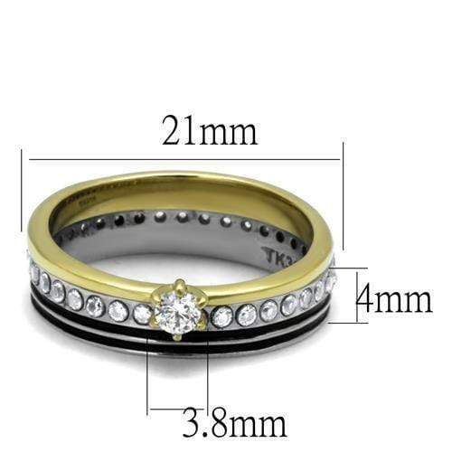 Gold Promise Rings TK3108 Two-Tone Gold - Stainless Steel Ring with CZ