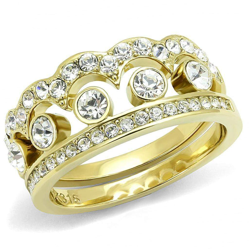 Gold Promise Rings TK3123 Gold - Stainless Steel Ring with Crystal