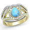 Gold Promise Rings TK3124 Two-Tone Gold - Stainless Steel Ring in Turquoise