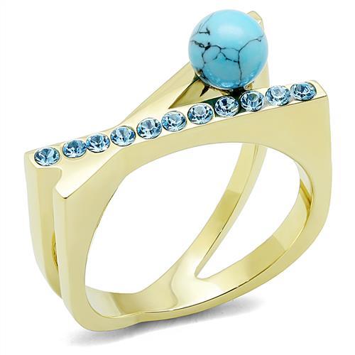 Gold Promise Rings TK3130 Gold - Stainless Steel Ring in Turquoise