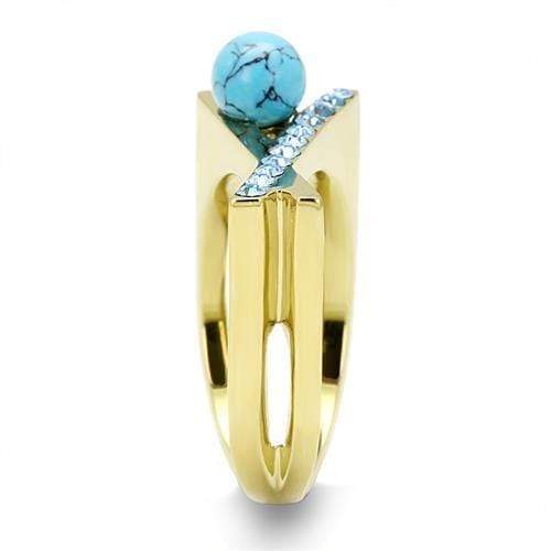 Gold Promise Rings TK3130 Gold - Stainless Steel Ring in Turquoise