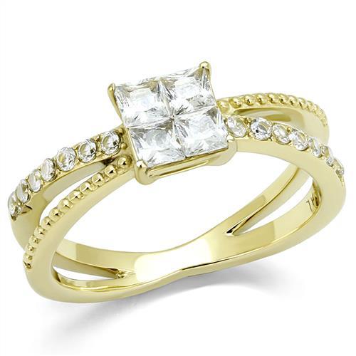 Silver Jewelry Rings Gold Promise Rings TK3181 Gold - Stainless Steel Ring with AAA Grade CZ Alamode Fashion Jewelry Outlet