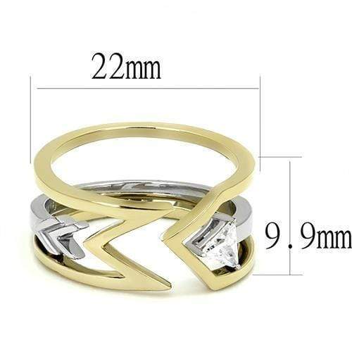 Gold Promise Rings TK3183 Two-Tone Gold - Stainless Steel Ring with CZ