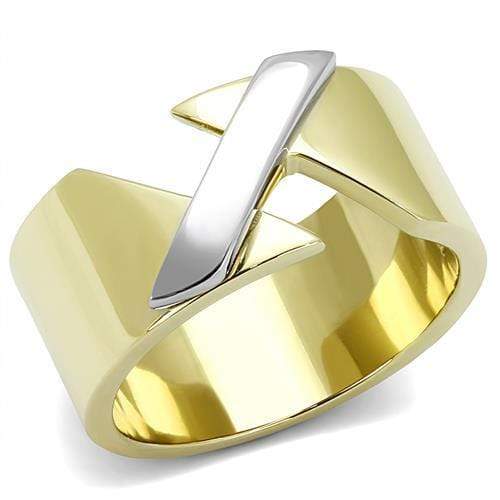 Silver Jewelry Rings Gold Promise Rings TK3184 Two-Tone Gold - Stainless Steel Ring Alamode Fashion Jewelry Outlet