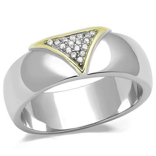 Gold Promise Rings TK3187 Two-Tone Gold - Stainless Steel Ring with CZ