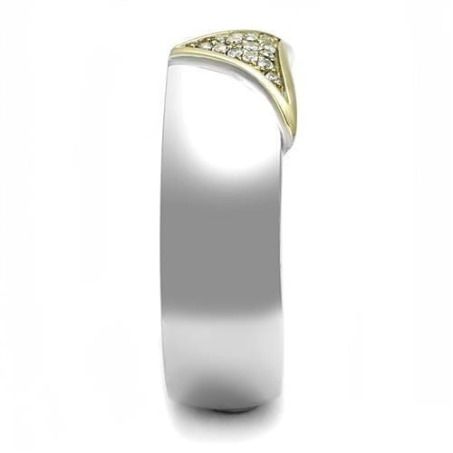 Silver Jewelry Rings Gold Promise Rings TK3187 Two-Tone Gold - Stainless Steel Ring with CZ Alamode Fashion Jewelry Outlet