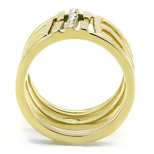 Silver Jewelry Rings Gold Promise Rings TK3198 Gold - Stainless Steel Ring with Crystal Alamode Fashion Jewelry Outlet