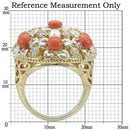 Gold Ring 0W307 Silver+Gold Brass Ring with Semi-Precious in Orange