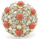 Gold Ring 0W307 Silver+Gold Brass Ring with Semi-Precious in Orange