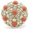 Gold Ring 0W307 Silver+Gold Brass Ring with Semi-Precious in Orange