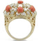 Gold Ring 0W307 Silver+Gold Brass Ring with Semi-Precious in Orange