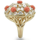 Silver Jewelry Rings Gold Ring 0W307 Silver+Gold Brass Ring with Semi-Precious in Orange Alamode Fashion Jewelry Outlet