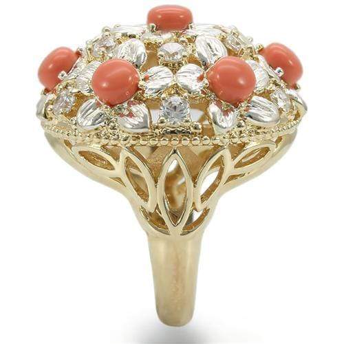 Silver Jewelry Rings Gold Ring 0W307 Silver+Gold Brass Ring with Semi-Precious in Orange Alamode Fashion Jewelry Outlet