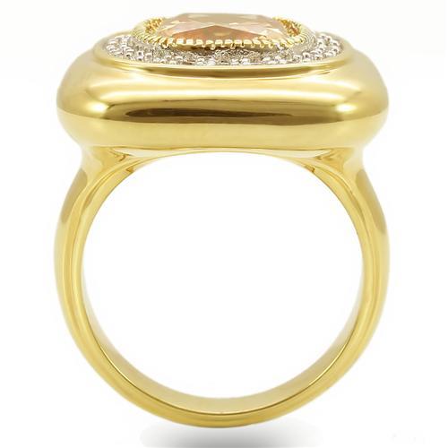 Silver Jewelry Rings Gold Ring 0W315 Gold+Rhodium Brass Ring with AAA Grade CZ in Champagne Alamode Fashion Jewelry Outlet