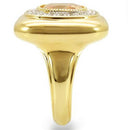 Gold Ring 0W315 Gold+Rhodium Brass Ring with AAA Grade CZ in Champagne