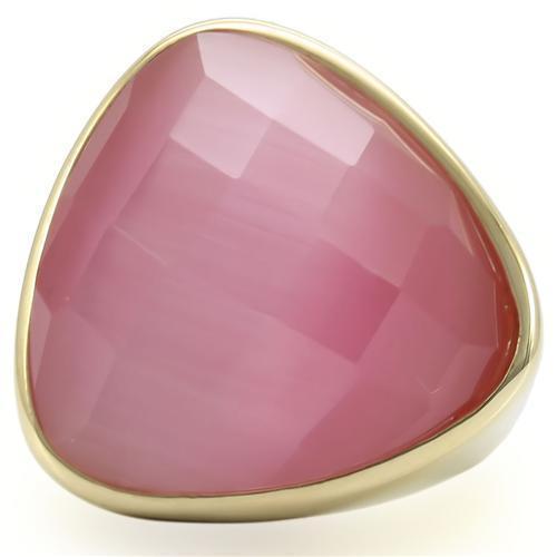 Gold Ring 0W364 Gold Brass Ring with Semi-Precious in Light Rose