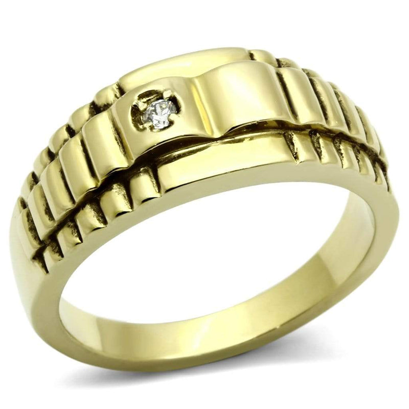 Silver Jewelry Rings Gold Ring For Men TK794 Gold - Stainless Steel Ring with AAA Grade CZ Alamode Fashion Jewelry Outlet