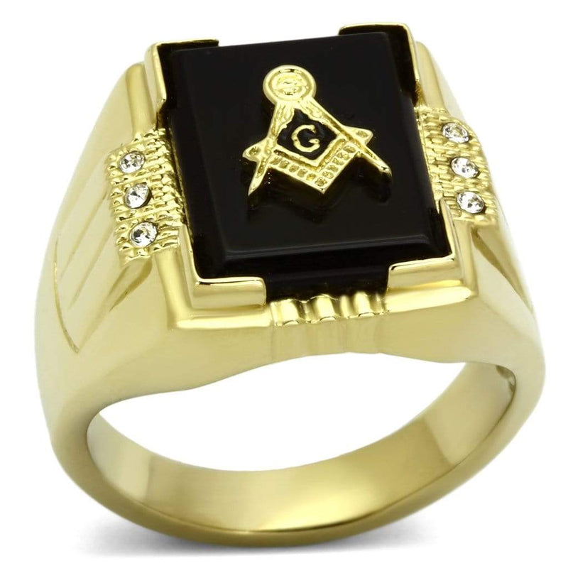 Gold Ring For Men TK795 Gold - Stainless Steel Ring with Semi-Precious