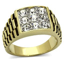 Gold Ring For Men TK796 Two-Tone Gold - Stainless Steel Ring with Crystal