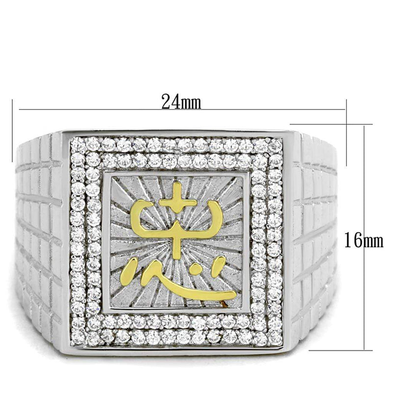 Gold Ring For Men TS389 Gold+Rhodium 925 Sterling Silver Ring with CZ
