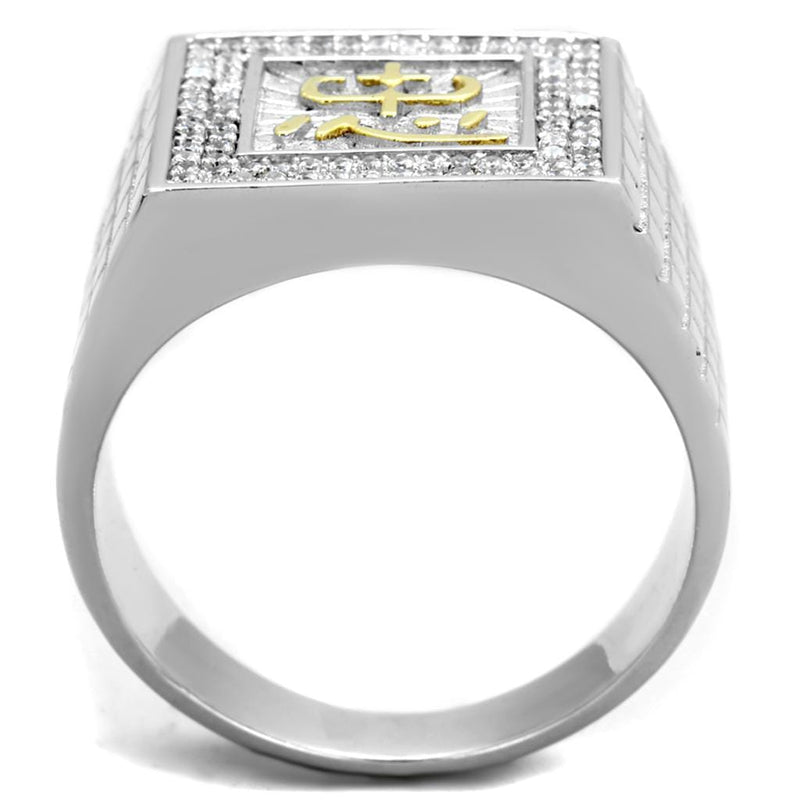 Gold Ring For Men TS389 Gold+Rhodium 925 Sterling Silver Ring with CZ