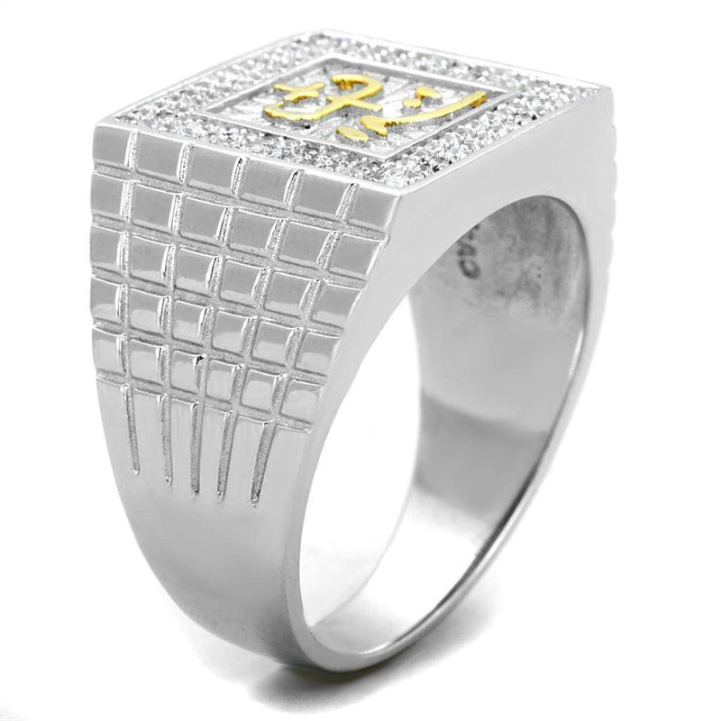 Gold Ring For Men TS389 Gold+Rhodium 925 Sterling Silver Ring with CZ