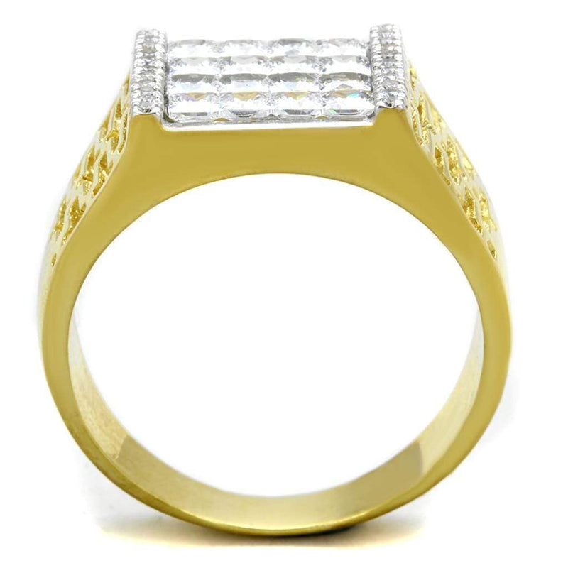 Gold Ring For Men TS412 Gold+Rhodium 925 Sterling Silver Ring with CZ