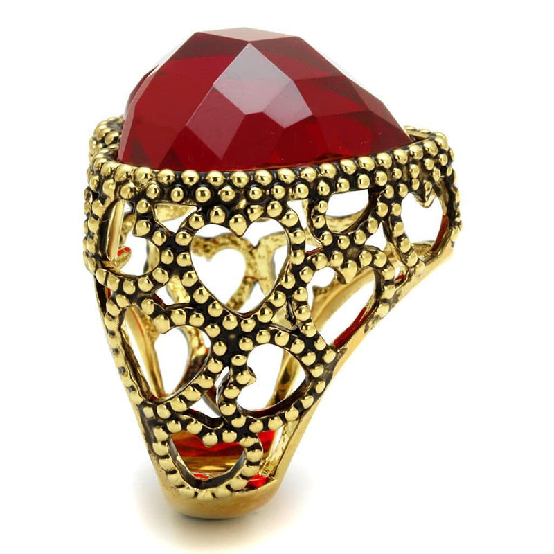 Gold Ring For Women LO4102 Gold Brass Ring with Synthetic in Garnet