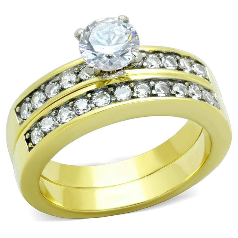 Gold Ring For Women TK8X003 Two-Tone Gold - Stainless Steel Ring with CZ